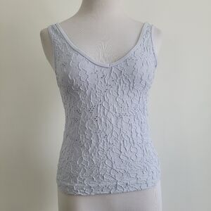 Gypsy & Jade Women Light Baby Blue Tank Top Stretchy Soft Texture Flowers Sz S/M
